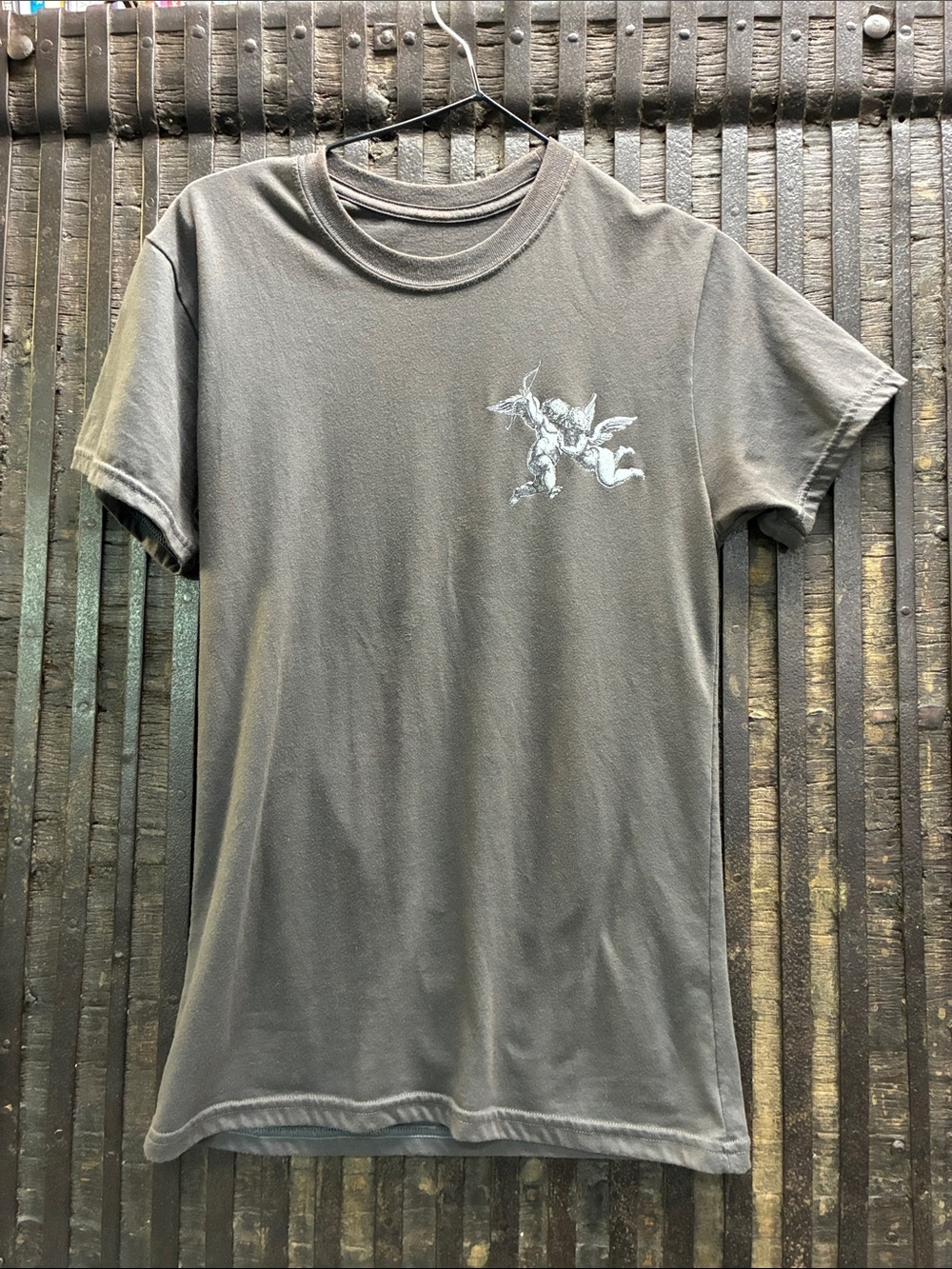 Fresh Laundry Men's Charcoal Crew Neck Tee with Angel Graphic
